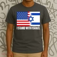 I Stand With Israel USA Flags United Together T-Shirt thumb 3