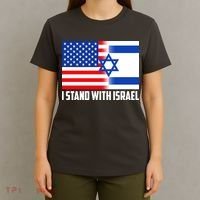 I Stand With Israel USA Flags United Together T-Shirt thumb 4