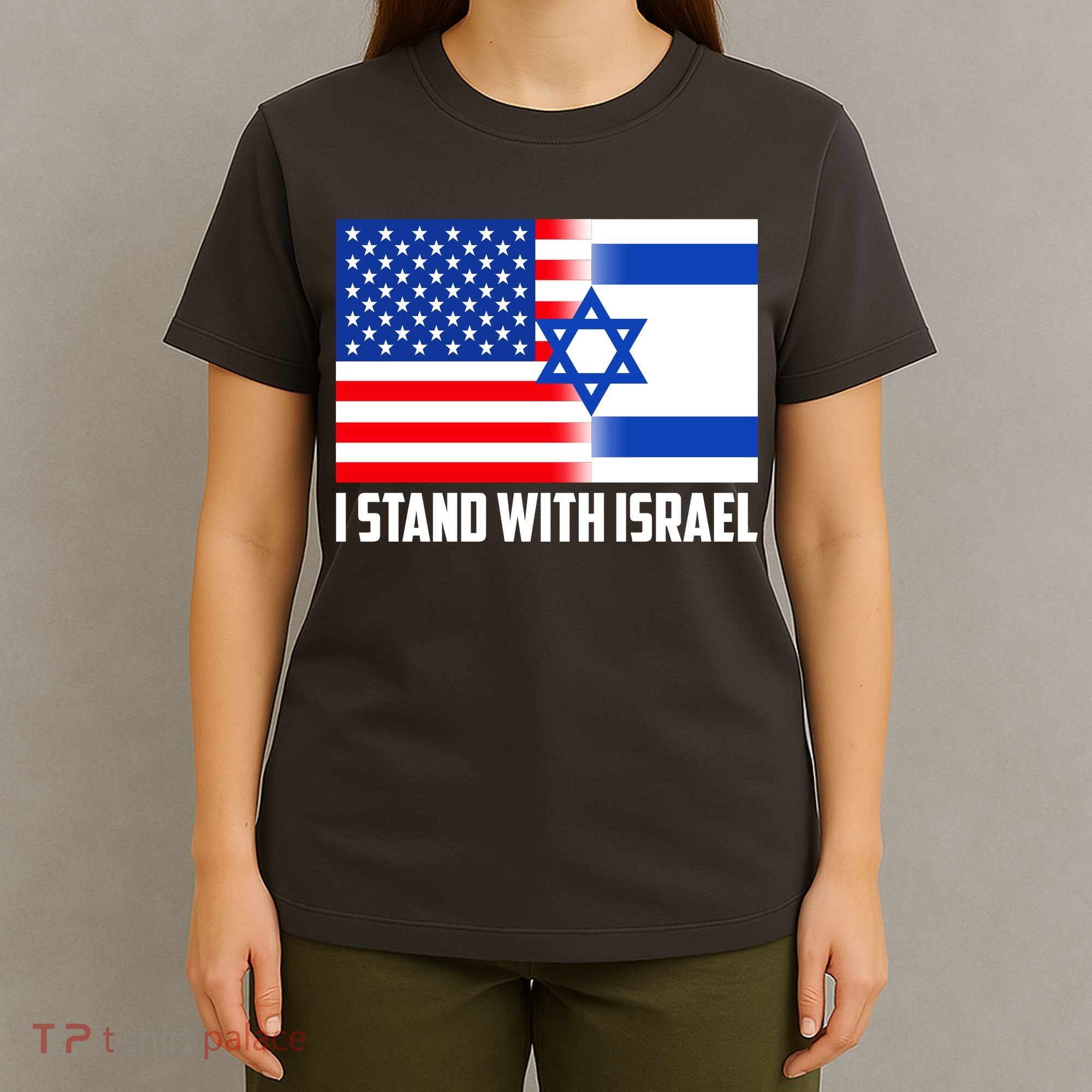 I Stand With Israel USA Flags United Together T-Shirt