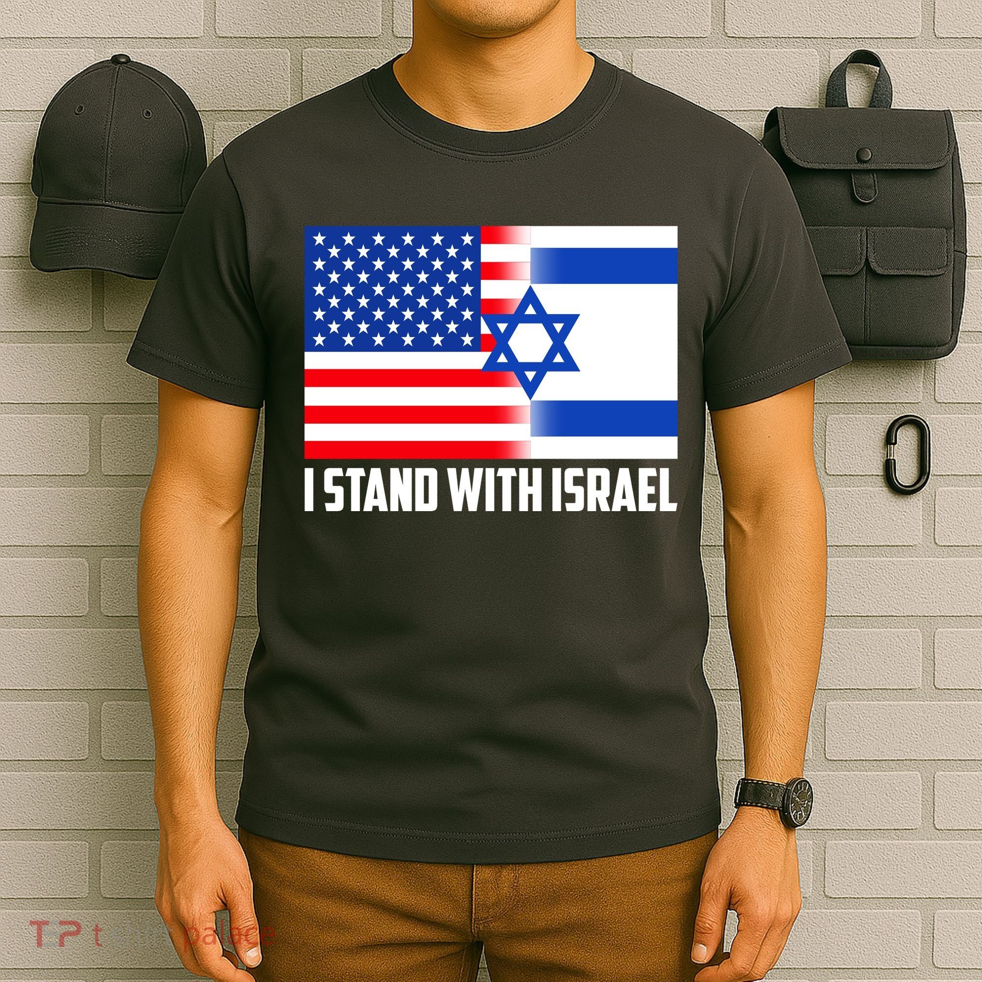 I Stand With Israel USA Flags United Together T-Shirt