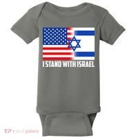 I Stand With Israel USA Flags United Together Baby Bodysuit thumb 0