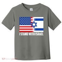 I Stand With Israel USA Flags United Together Toddler T-Shirt thumb 0