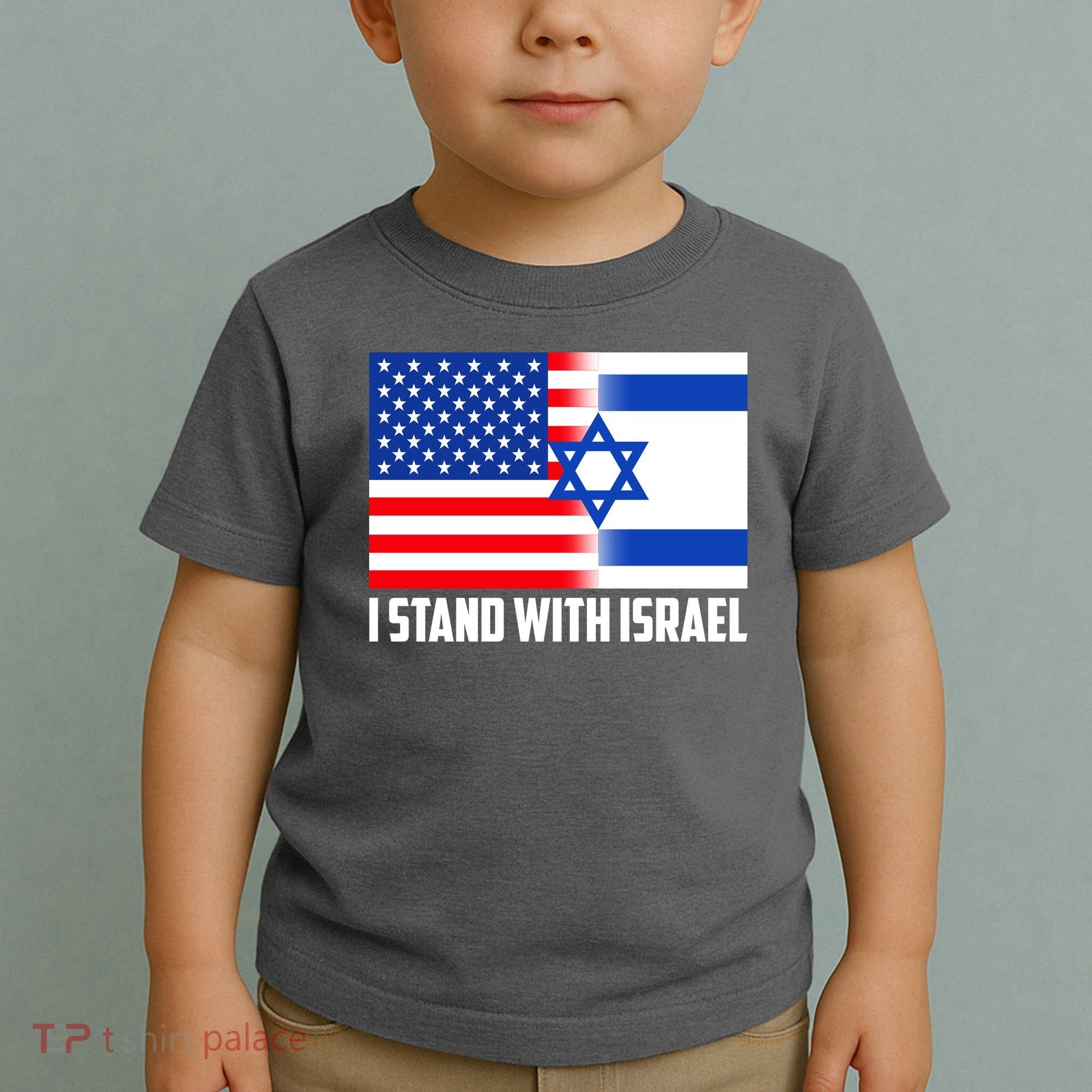 I Stand With Israel USA Flags United Together Toddler T-Shirt