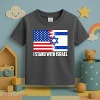 I Stand With Israel USA Flags United Together Toddler T-Shirt thumb 3