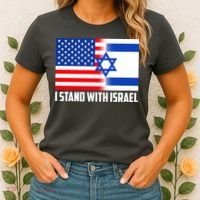 I Stand With Israel USA Flags United Together Women's T-Shirt thumb 2