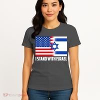 I Stand With Israel USA Flags United Together Women's T-Shirt thumb 4