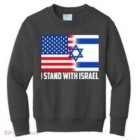 I Stand With Israel USA Flags United Together Kids Sweatshirt thumb 0