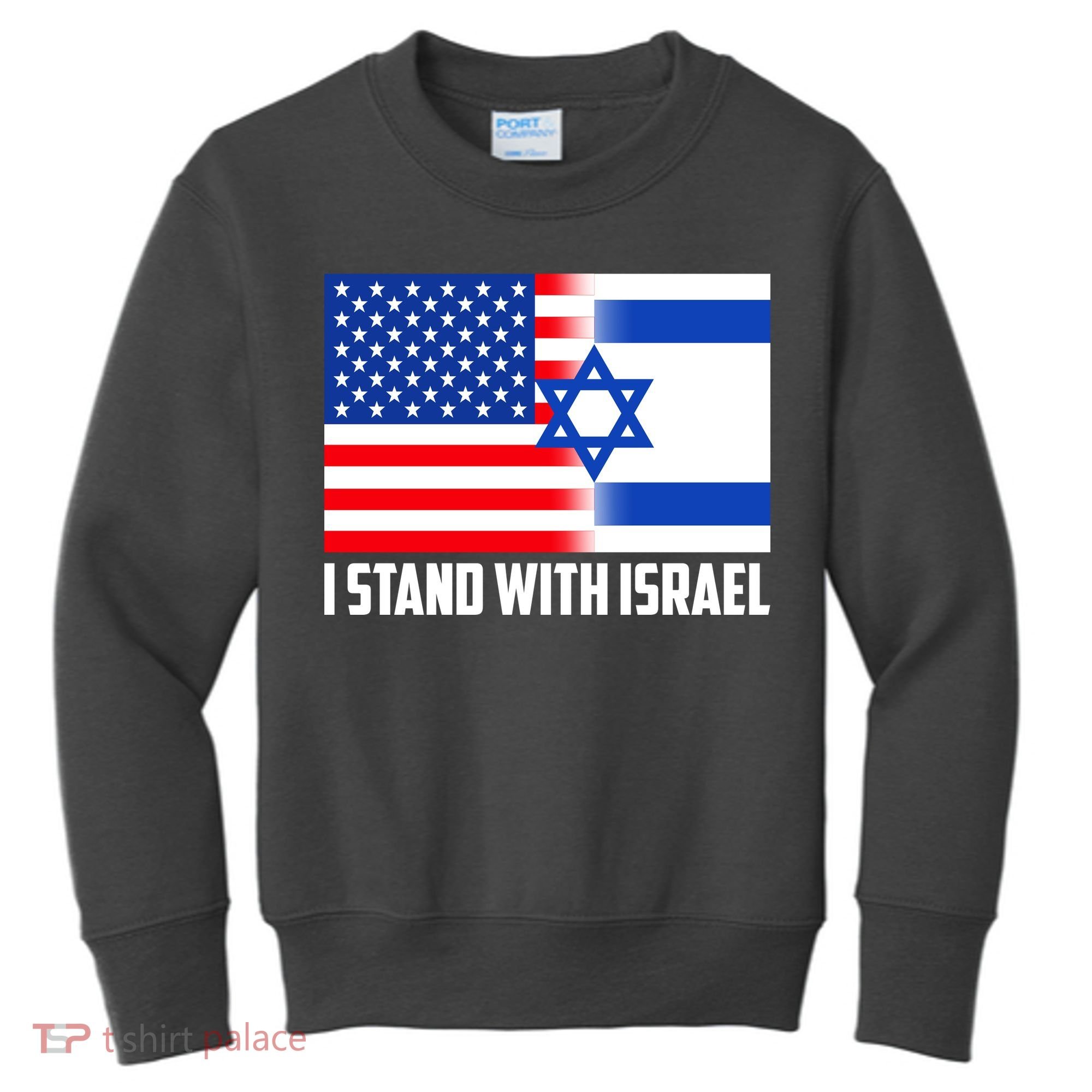 I Stand With Israel USA Flags United Together Kids Sweatshirt