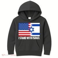 I Stand With Israel USA Flags United Together Kids Hoodie thumb 0