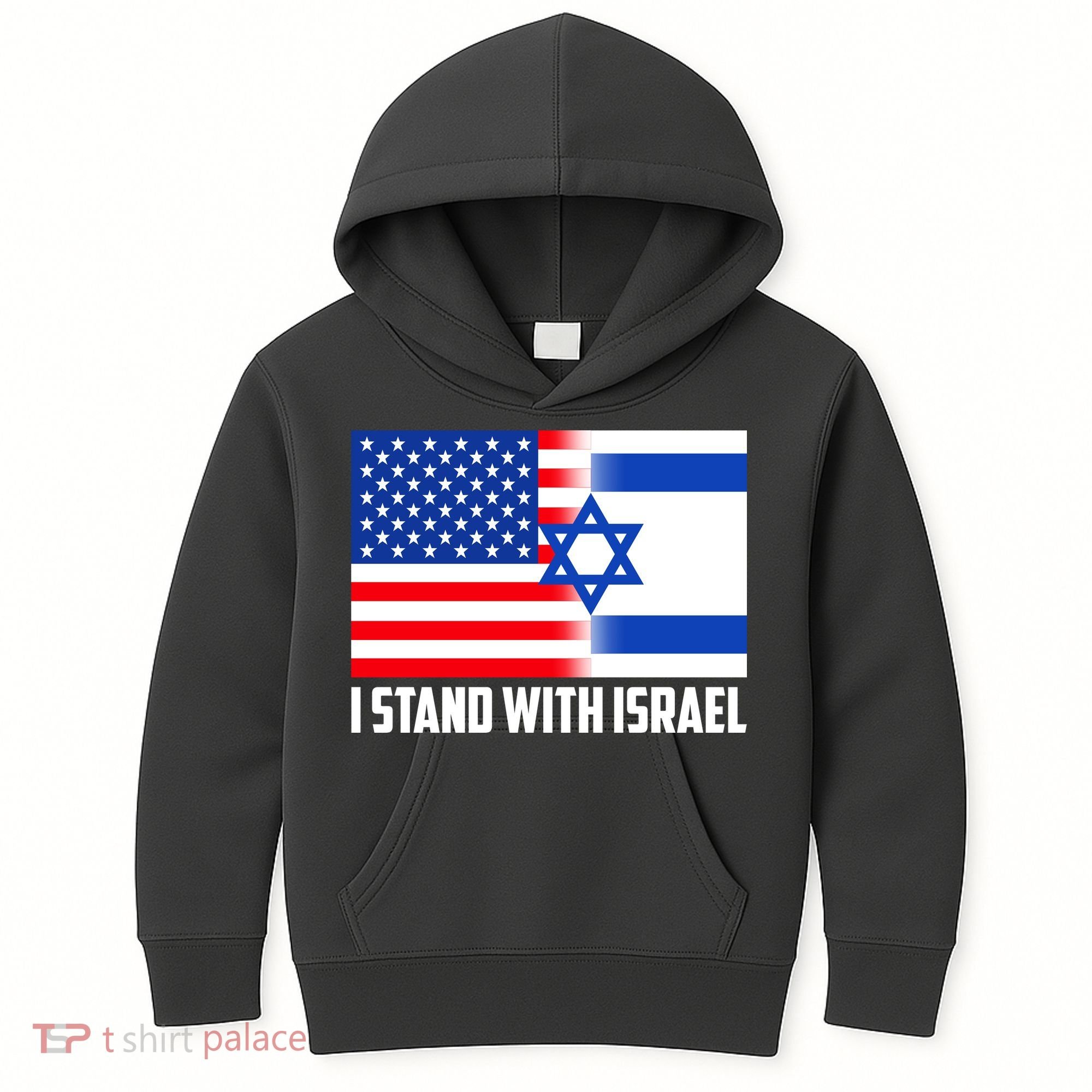 I Stand With Israel USA Flags United Together Kids Hoodie