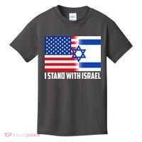 I Stand With Israel USA Flags United Together Kids T-Shirt thumb 0