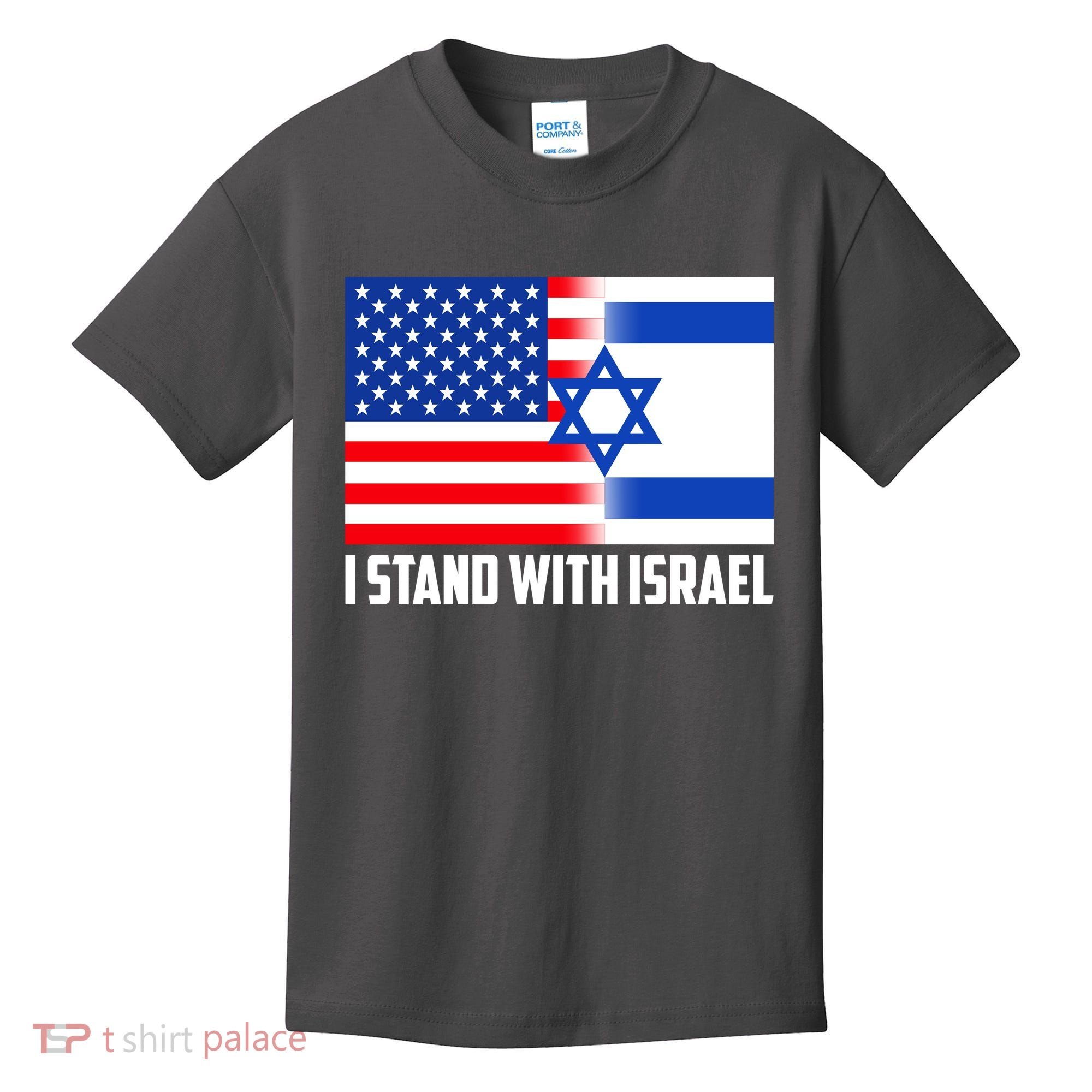 I Stand With Israel USA Flags United Together Kids T-Shirt