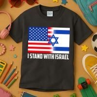 I Stand With Israel USA Flags United Together Kids T-Shirt thumb 3