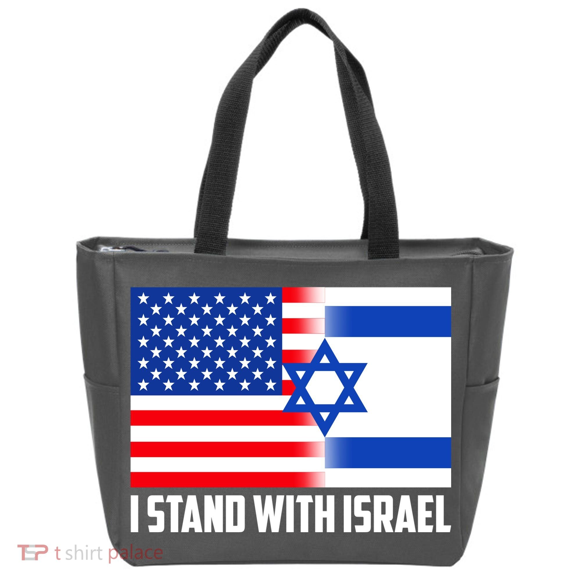 I Stand With Israel USA Flags United Together Tote Bag