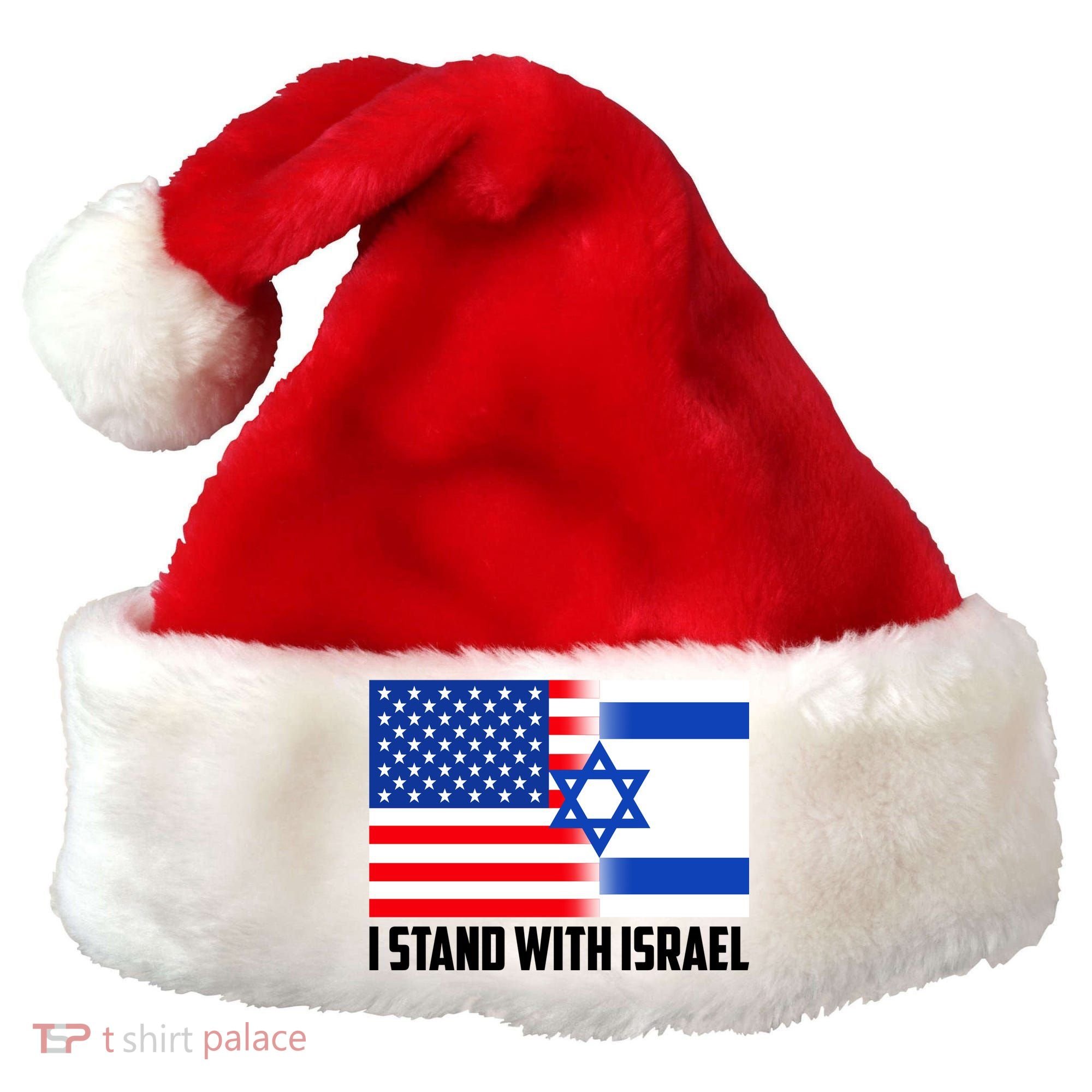 I Stand With Israel USA Flags United Together Santa Hat