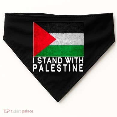 I Stand With Palestine Supporters Free Gaza Jerusalem Mosque USA-Made Doggie Bandana