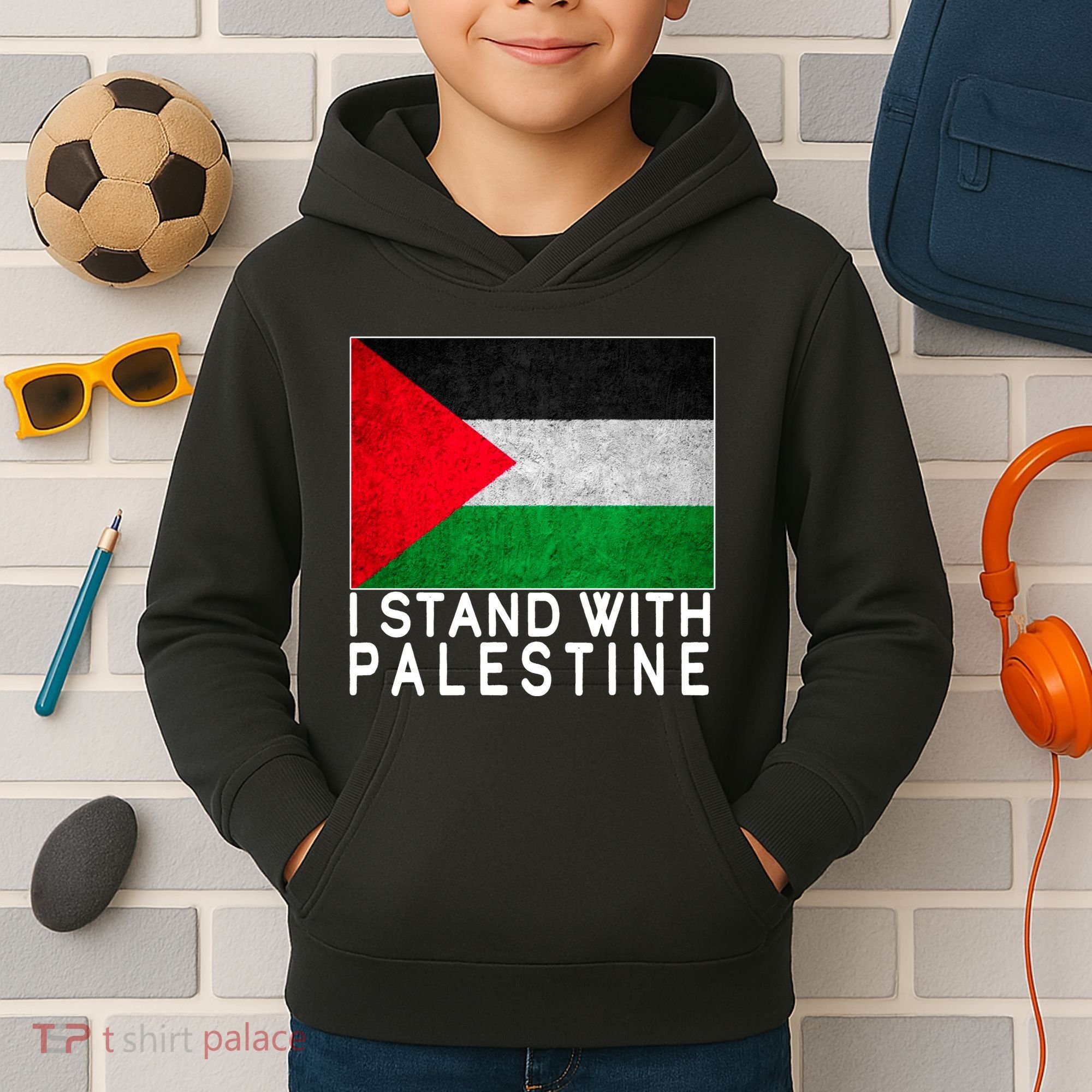 I Stand With Palestine Supporters Free Gaza Jerusalem Mosque Kids Hoodie