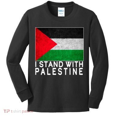 I Stand With Palestine Supporters Free Gaza Jerusalem Mosque Kids Long Sleeve Shirt