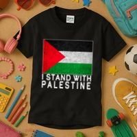 I Stand With Palestine Supporters Free Gaza Jerusalem Mosque Kids T-Shirt thumb 3