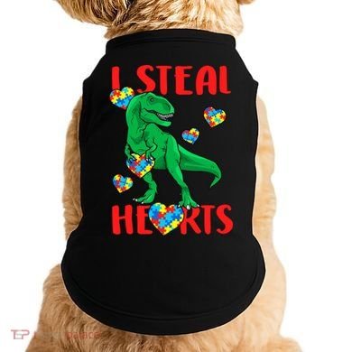 I Steal Hearts Autism Awareness Dinosaur Doggie Tank