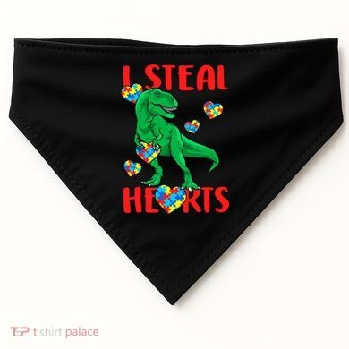 I Steal Hearts Autism Awareness Dinosaur USA-Made Doggie Bandana