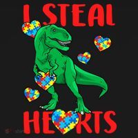 I Steal Hearts Autism Awareness Dinosaur Bucket Hat thumb 4