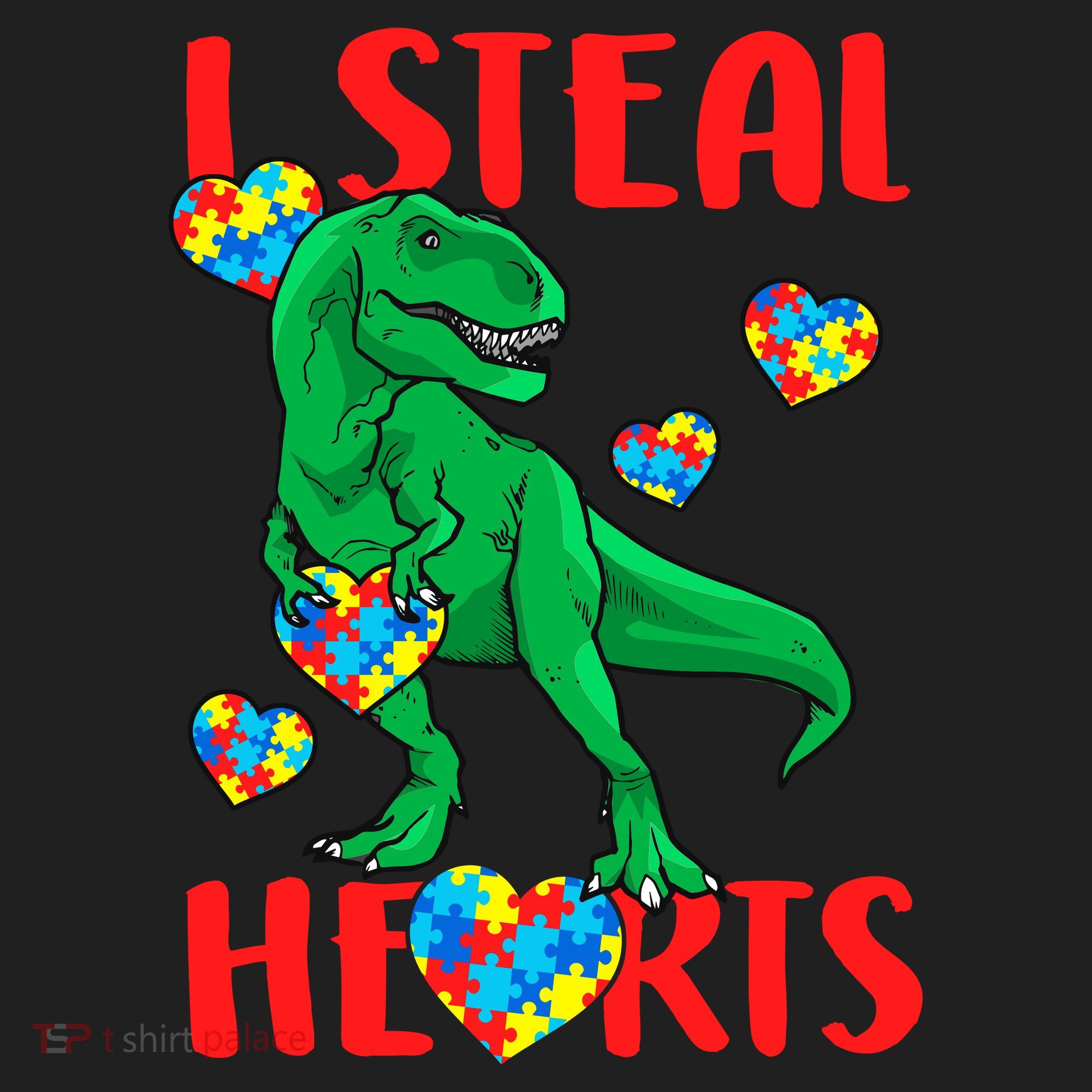 I Steal Hearts Autism Awareness Dinosaur Beanie