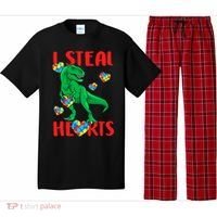 I Steal Hearts Autism Awareness Dinosaur Pajama Set thumb 0