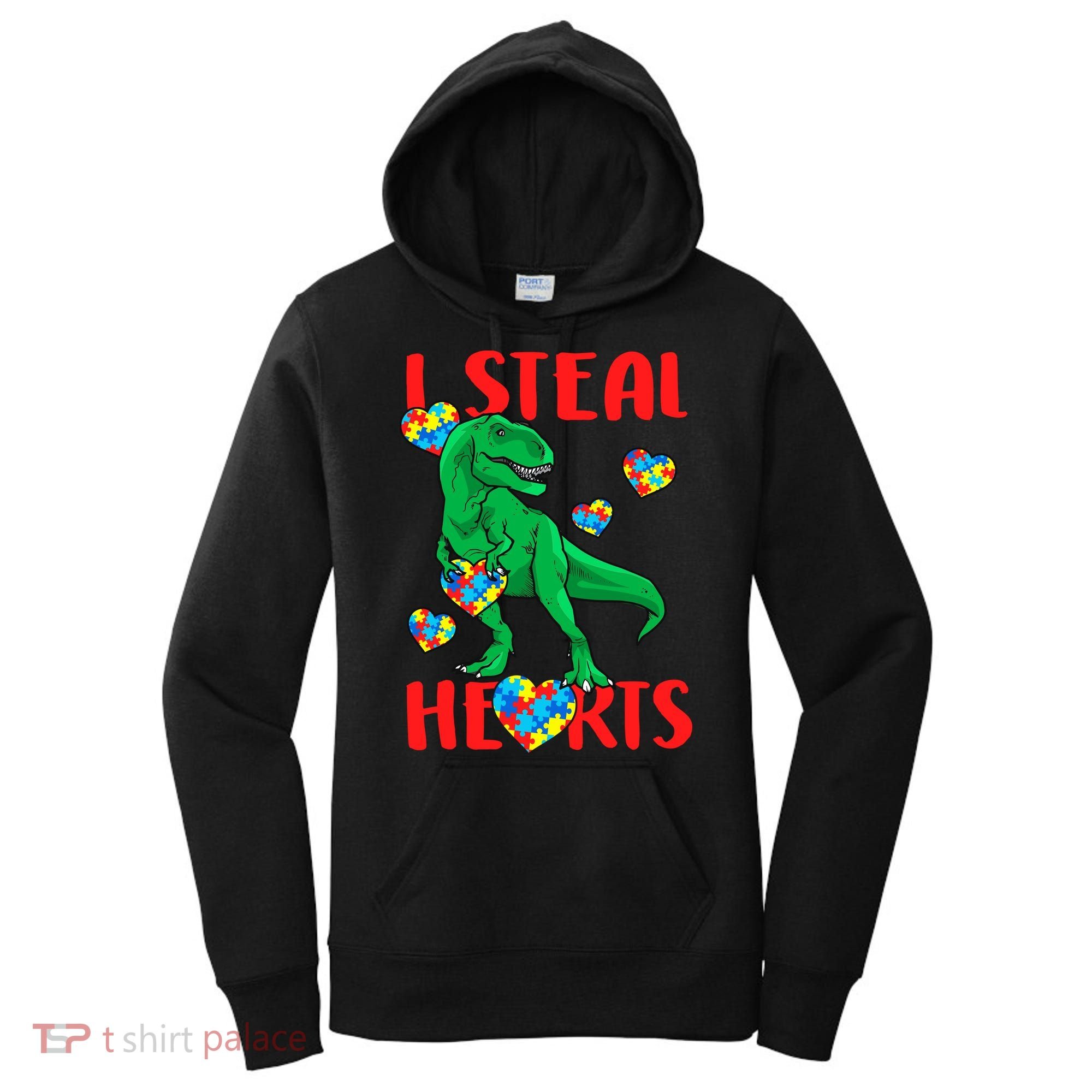 I Steal Hearts Autism Awareness Dinosaur Women's Hoodie