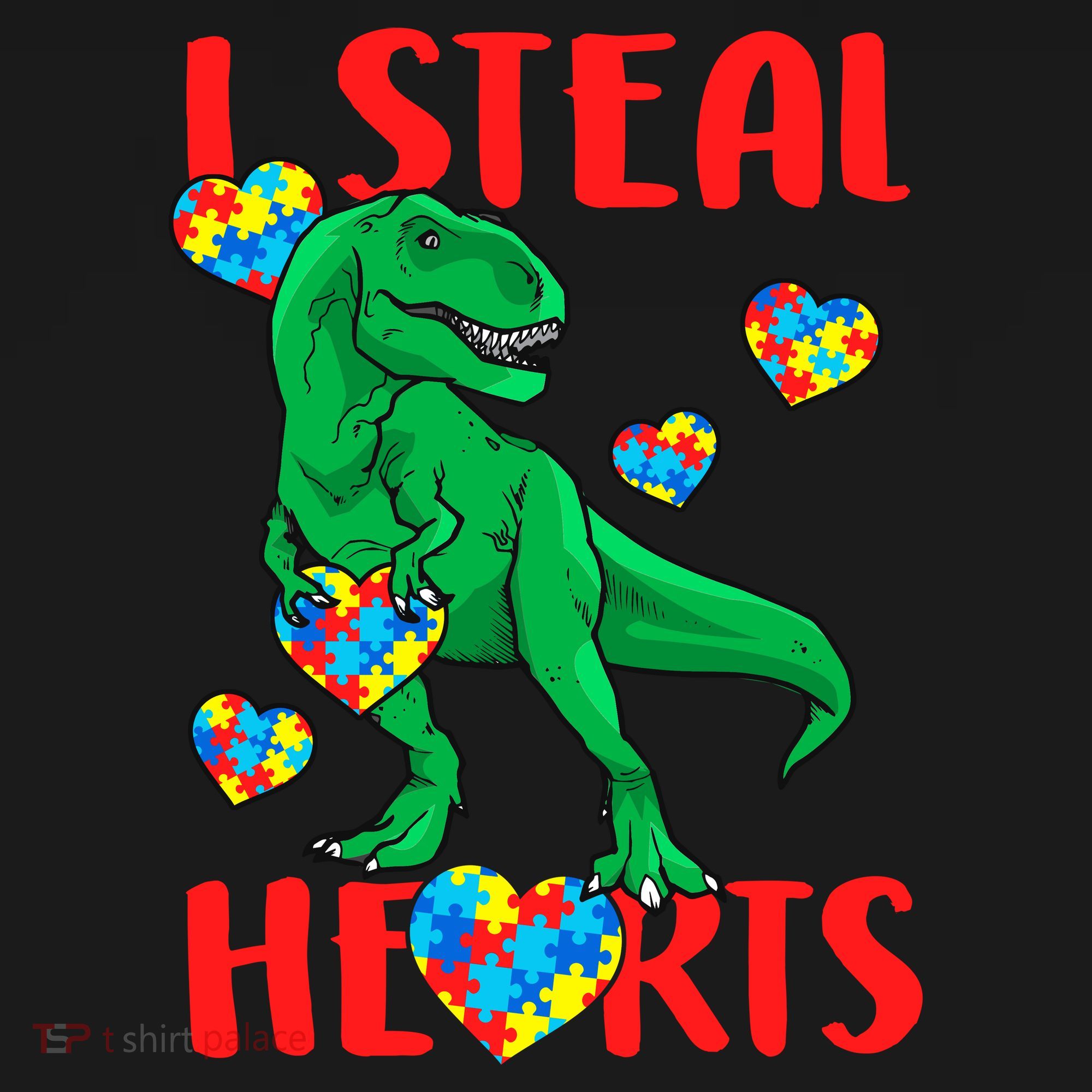 I Steal Hearts Autism Awareness Dinosaur Ornament
