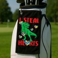 I Steal Hearts Autism Awareness Dinosaur Golf Towel thumb 2
