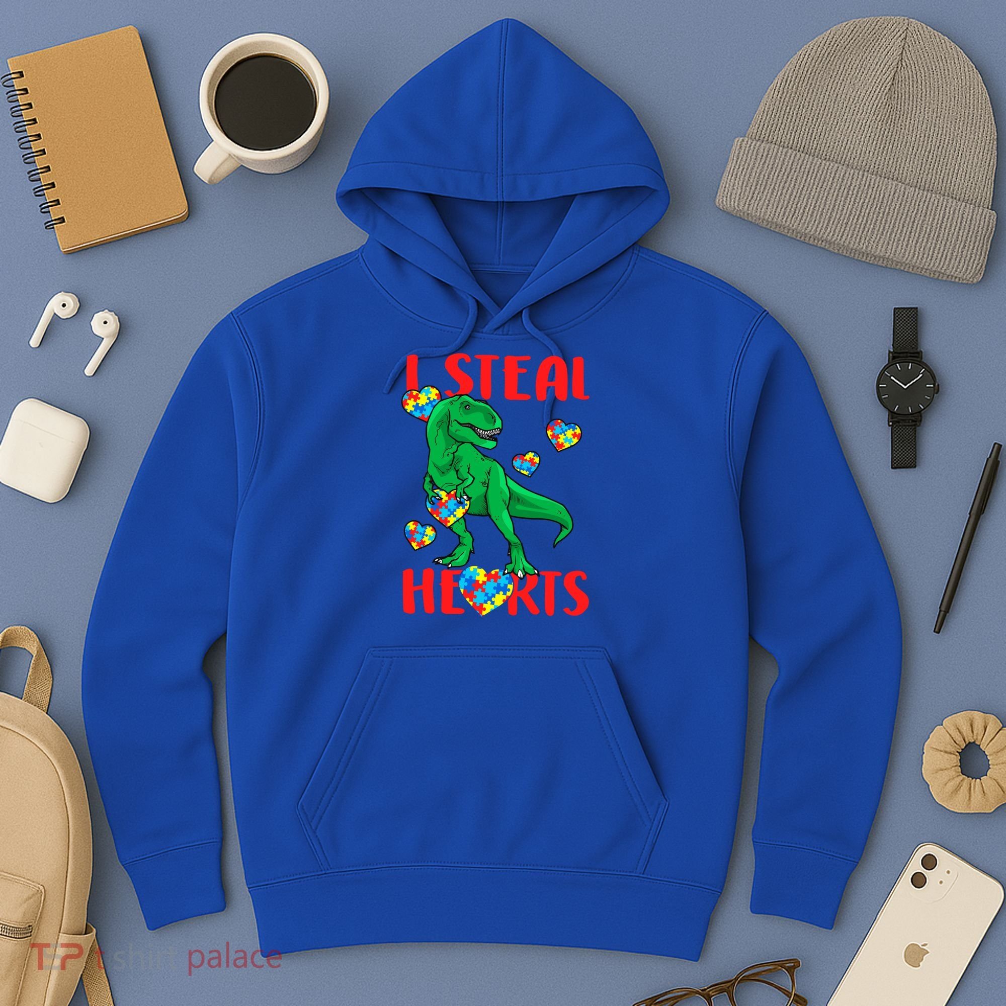 I Steal Hearts Autism Awareness Dinosaur Hoodie