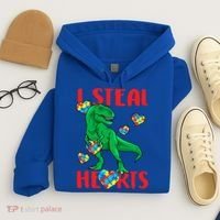 I Steal Hearts Autism Awareness Dinosaur Hoodie thumb 4