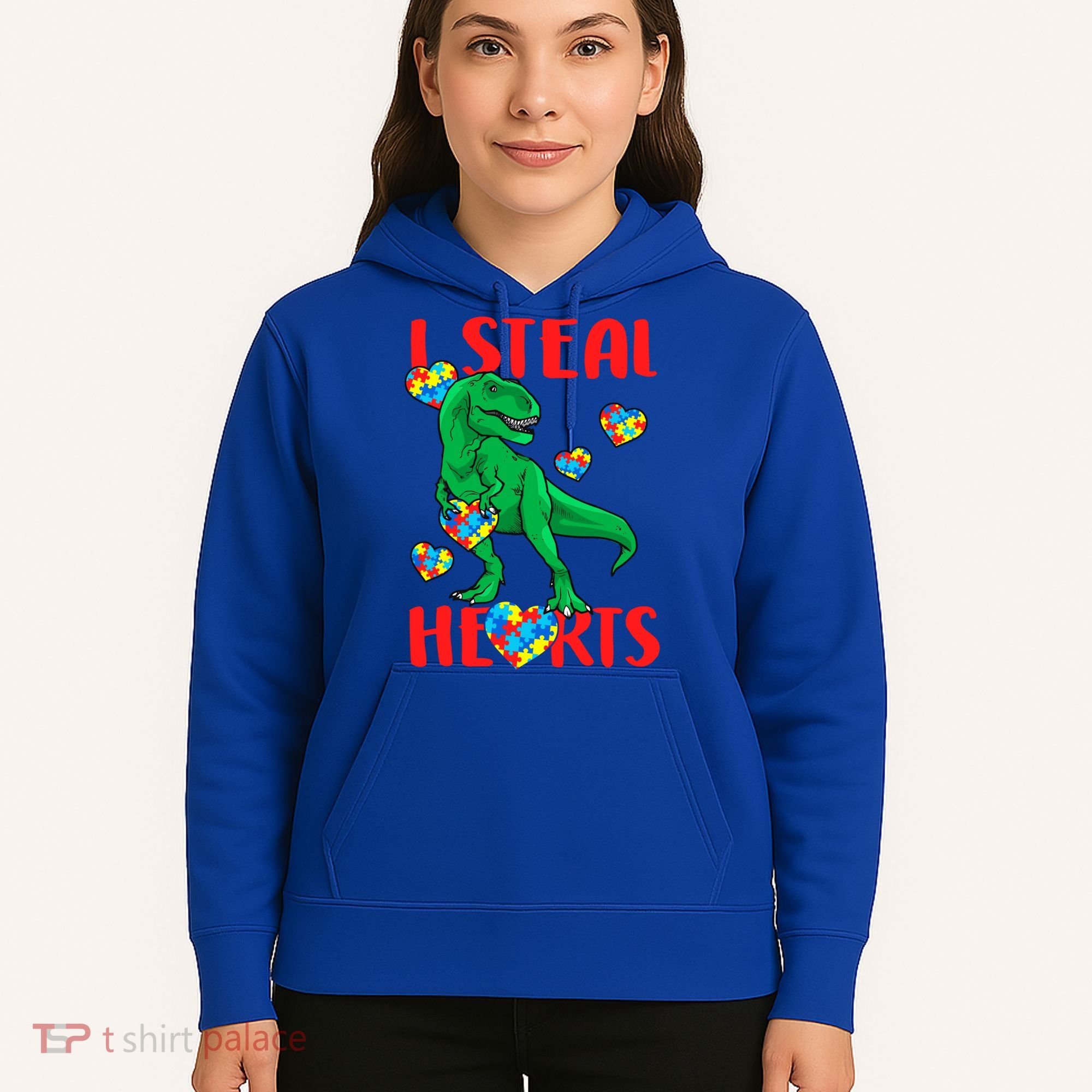 I Steal Hearts Autism Awareness Dinosaur Hoodie