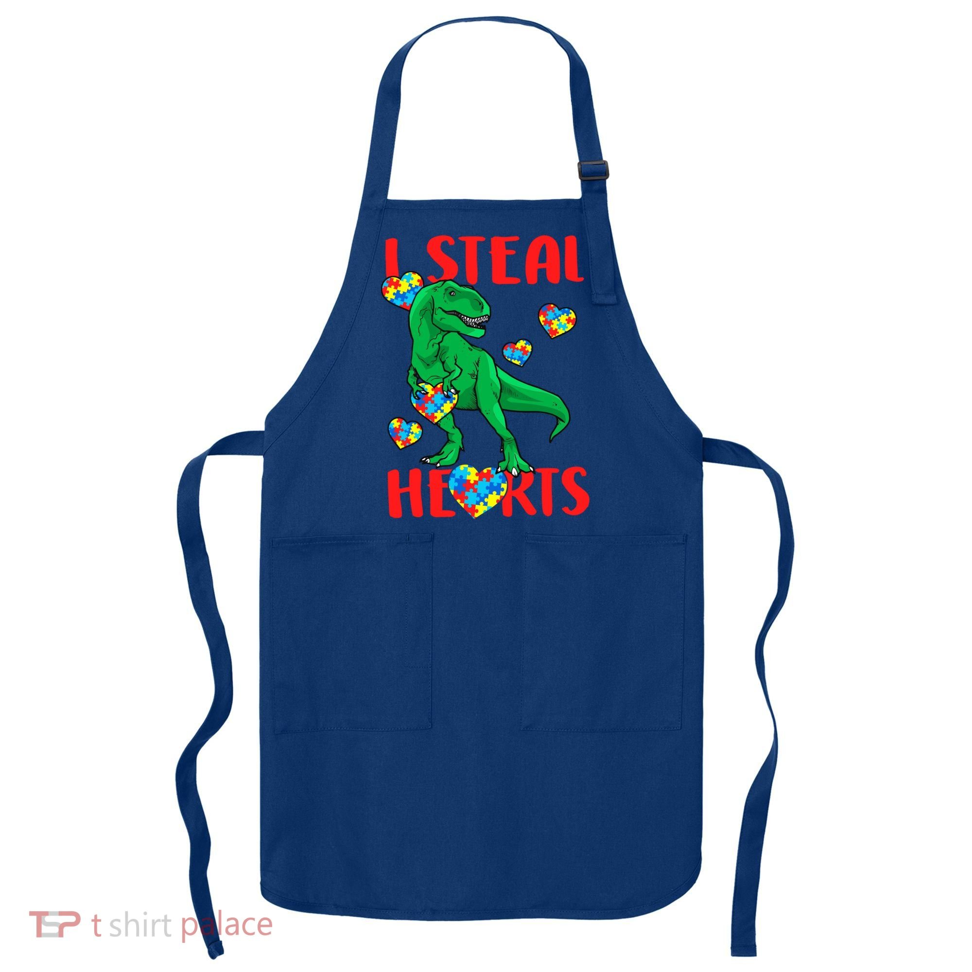 I Steal Hearts Autism Awareness Dinosaur Apron