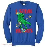 I Steal Hearts Autism Awareness Dinosaur Sweatshirt thumb 0