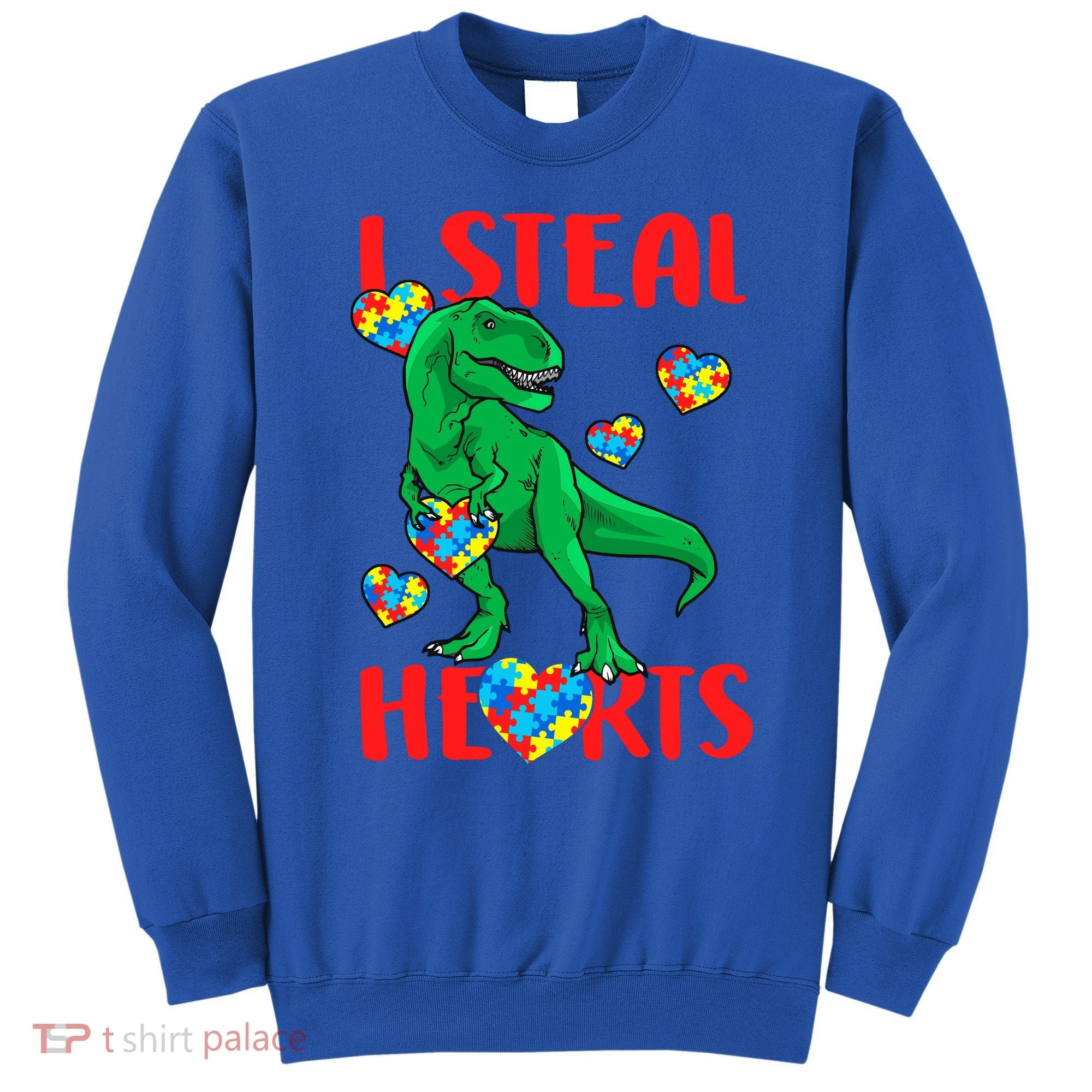 I Steal Hearts Autism Awareness Dinosaur Sweatshirt