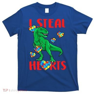 I Steal Hearts Autism Awareness Dinosaur T-Shirt