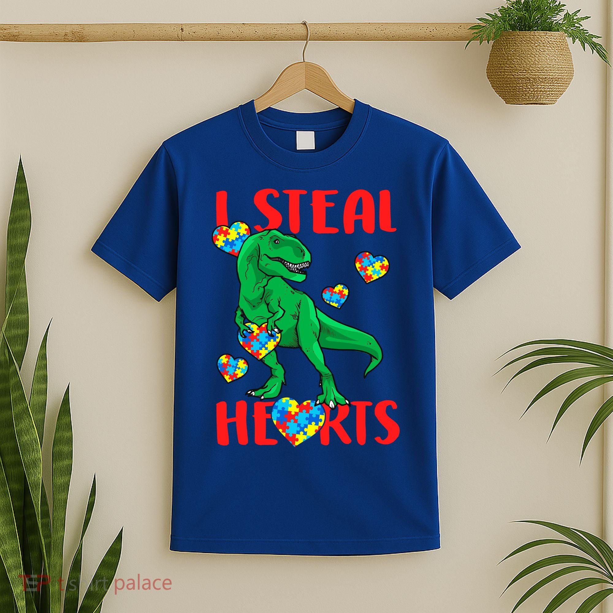 I Steal Hearts Autism Awareness Dinosaur T-Shirt
