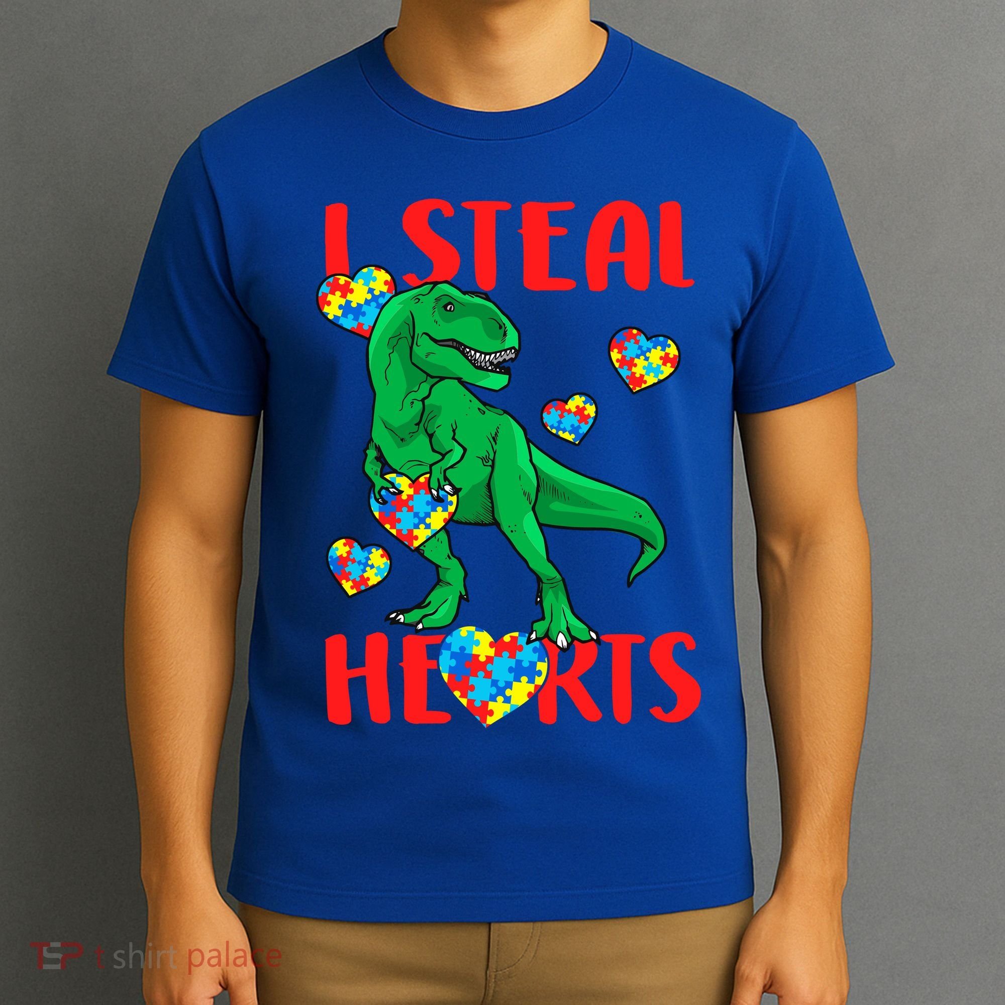 I Steal Hearts Autism Awareness Dinosaur T-Shirt