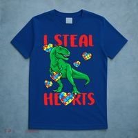 I Steal Hearts Autism Awareness Dinosaur T-Shirt thumb 5