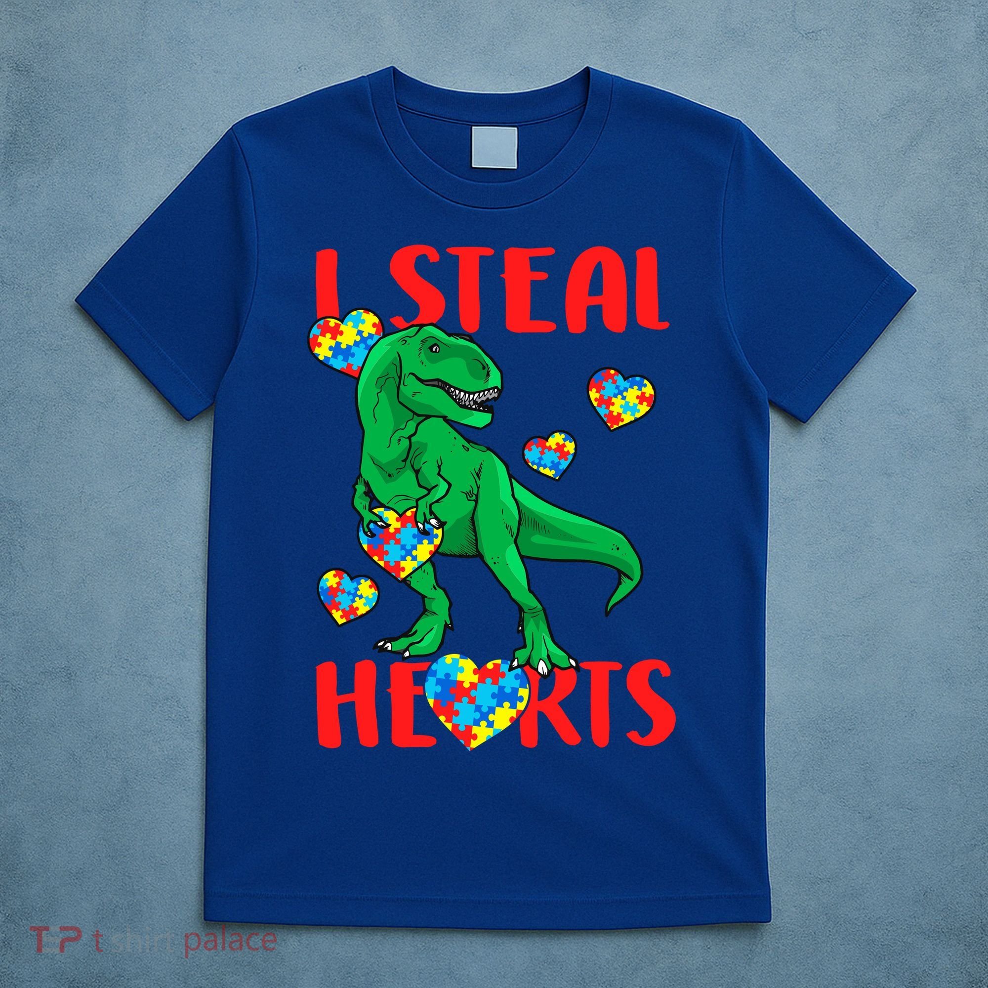 I Steal Hearts Autism Awareness Dinosaur T-Shirt