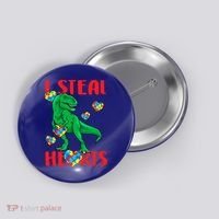 I Steal Hearts Autism Awareness Dinosaur Button thumb 0