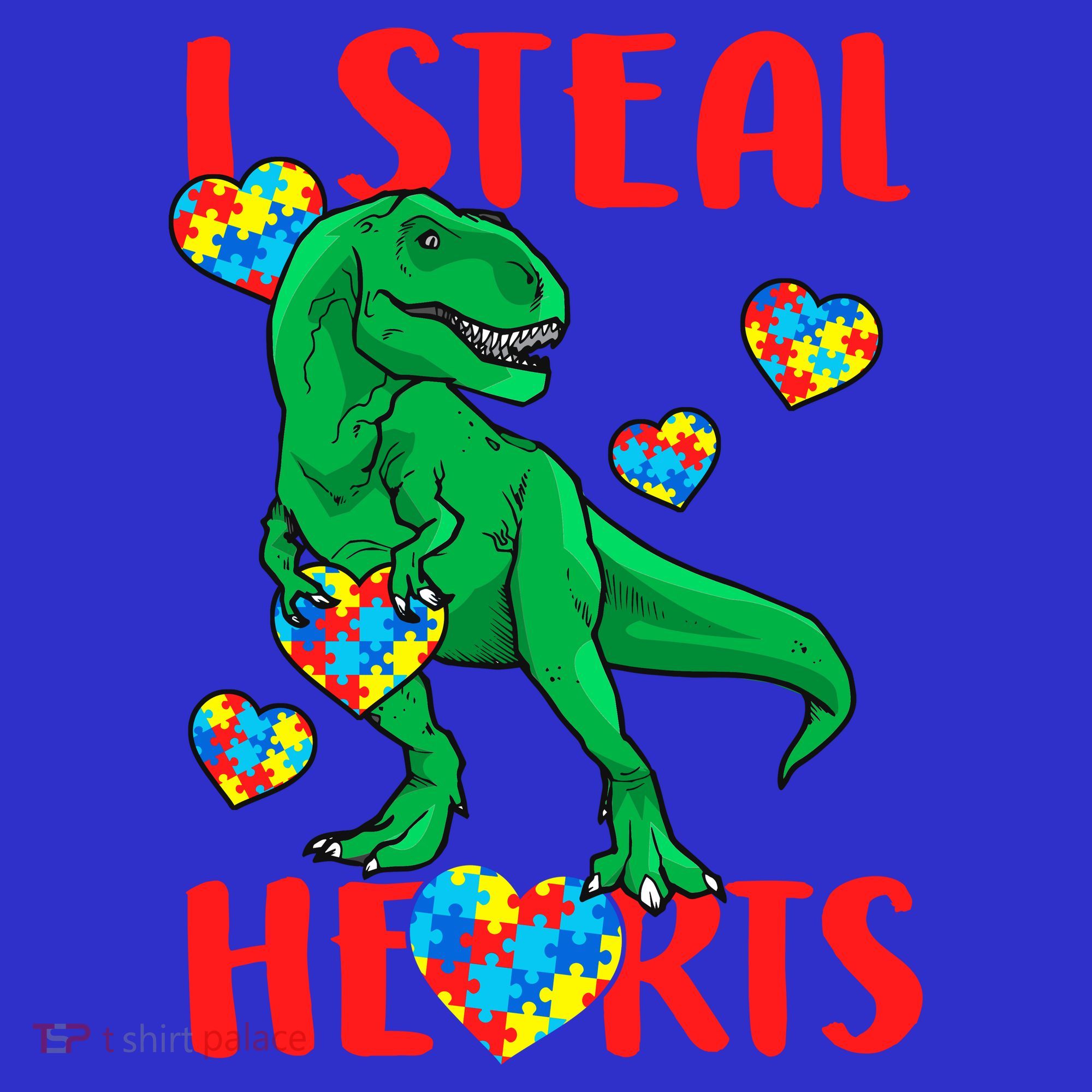 I Steal Hearts Autism Awareness Dinosaur Polo