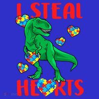 I Steal Hearts Autism Awareness Dinosaur Baby Bodysuit thumb 2