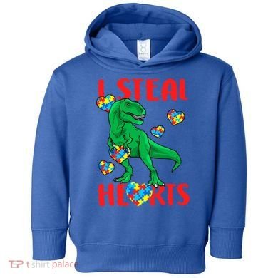 I Steal Hearts Autism Awareness Dinosaur Toddler Hoodie