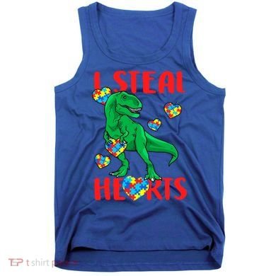 I Steal Hearts Autism Awareness Dinosaur Tank Top