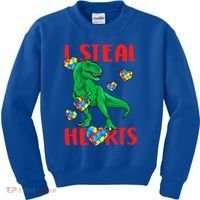 I Steal Hearts Autism Awareness Dinosaur Kids Sweatshirt thumb 0