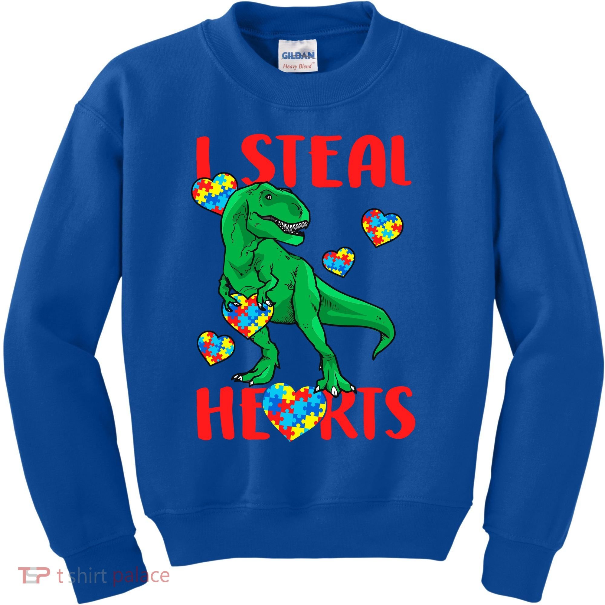 I Steal Hearts Autism Awareness Dinosaur Kids Sweatshirt