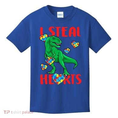 I Steal Hearts Autism Awareness Dinosaur Kids T-Shirt